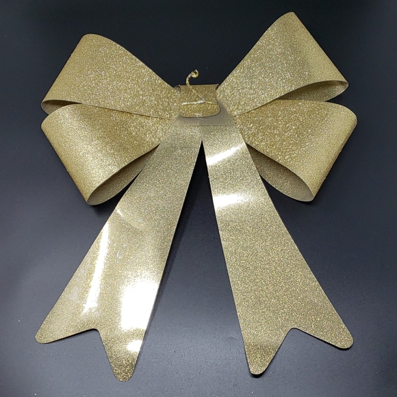 18" Giant Sparkling Gold Glitter Bow - Picture 3 of 3